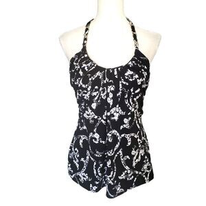 White House Black Market Black & White Backless Top